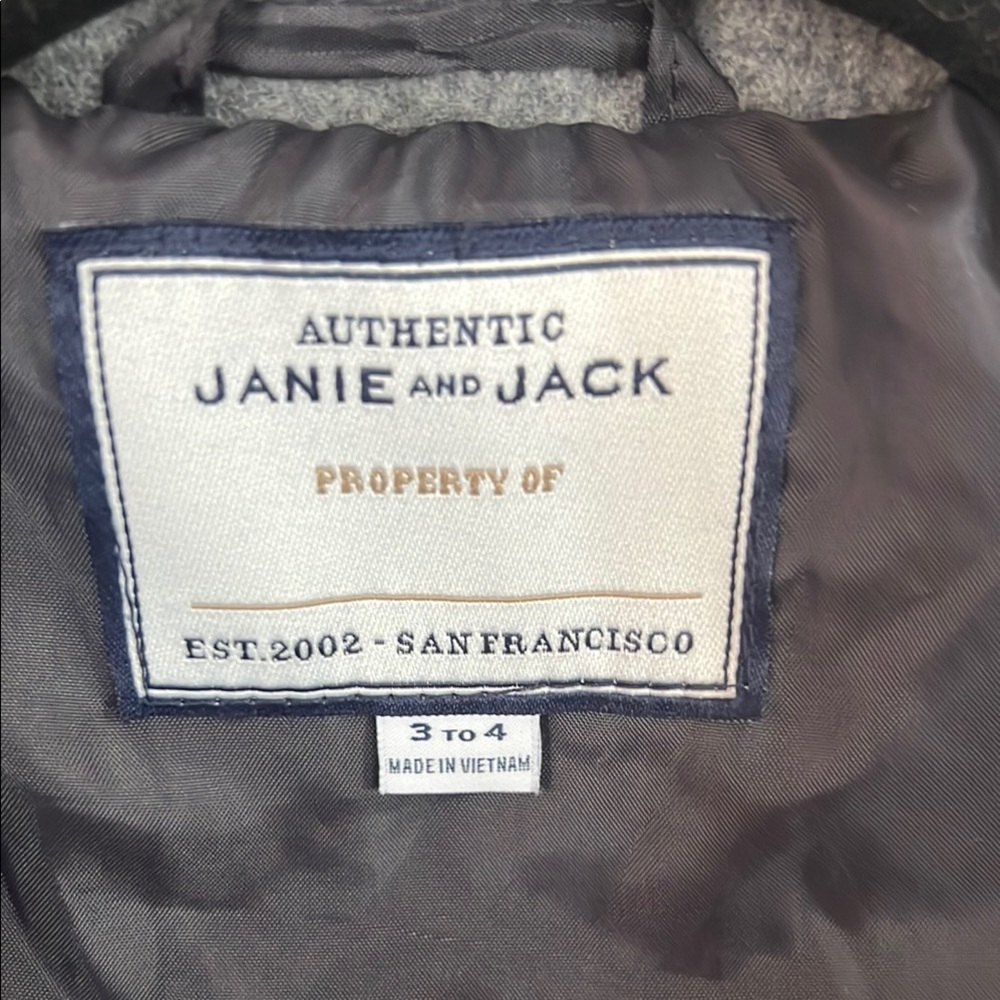 Janie and Jack Gray Peacoat Size 3-4 - Picture 8 of 12